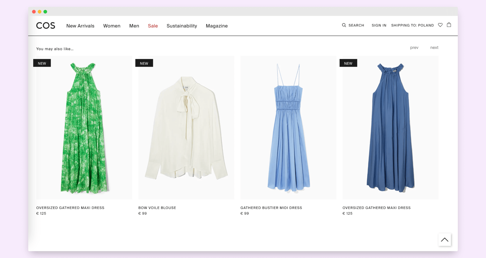 Personalized recommendations based on COS store example.