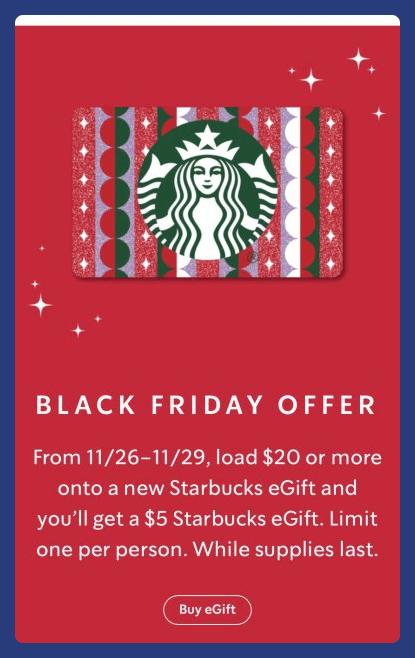Starbucks as an example of Black Friday offer.