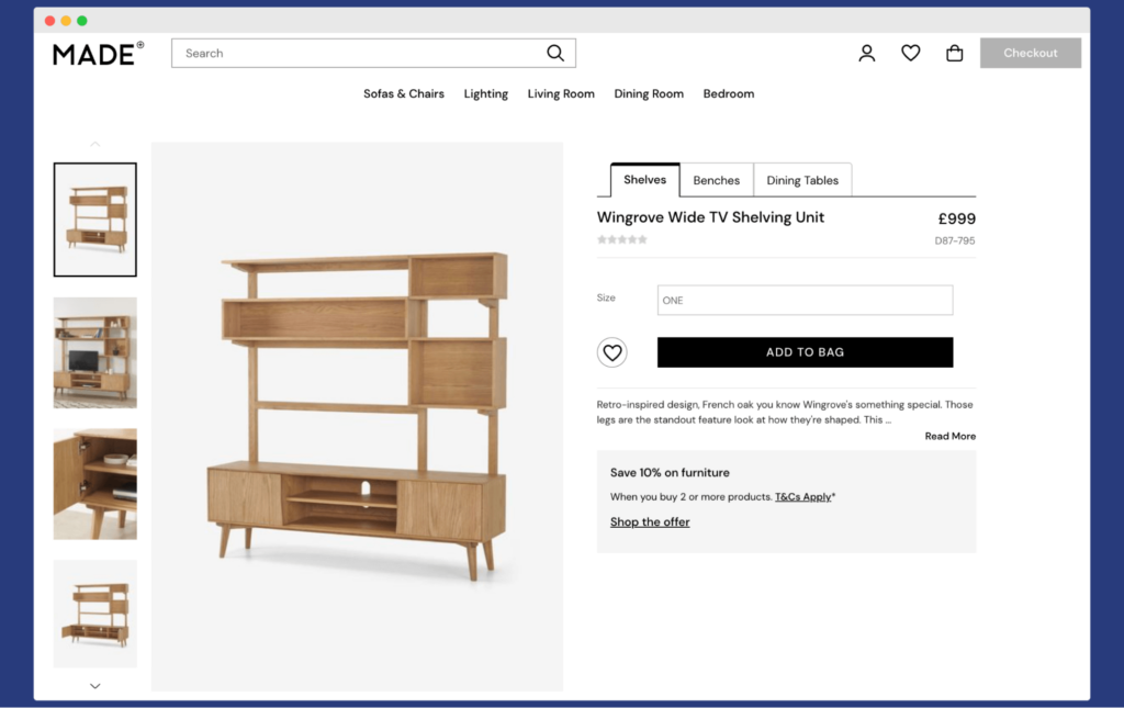 Customizable furnitures as an example of ecommerce.