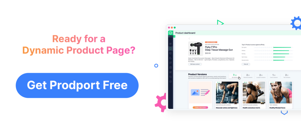 Call to action to get Prodport free and create product pages to optimize conversion funnels.